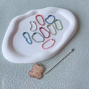 100Pcs Metal Colored Ball Beads Chain DIY Doll Tags Bracelet Jewelry Accessories Connectors Handicraft Materials