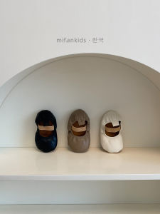 Retro INS Spring Summer Baby Girl Pre-Walking Shoes Soft Bottom Leather Anti-Slip Princess Shoes Elastic Closure Easy-On