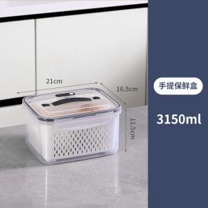 Multi-Functional Double Layer Handheld Fruit Storage Box Transparent Plastic Sealed Refrigerator Storage Container Home Use