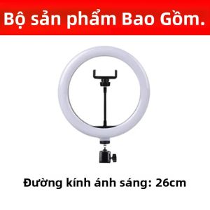 Đèn Selfie Ring LED 26/33cm 12 Inch Đèn Chụp Ảnh Có Điều Khiển Từ Xa USB Kèm Giá Đỡ Điện Thoại Dùng Cho Vlog Quay Video Livestream Đèn Bổ Sung Ánh Sáng Hai Màu