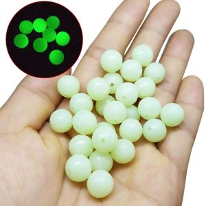 100Pcs of Soft Fish Bead Plug 3mm-8mm Luminous Round Fishing Space Bean Plug Soft Rubber Drill Bait Accessories