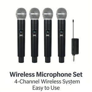 Wireless Microphone 1-2-4 Channel Fixed Frequency Handheld Mic Microphone Condenser Microphone For Party Karaoke Show Meeting