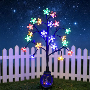 Solar Powered Flower Tree Landscape Decor Lights for Lawn Patio Path Backyard Solar Lotus Flower Tree Stake Lights LED Floral