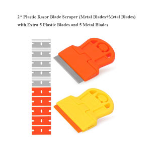 Mini Plastic Razor Blade Scraper Glass Cleaning Scraper With Metal/Plastic Blades for Removing Glue Sticker Paint Window Scraper