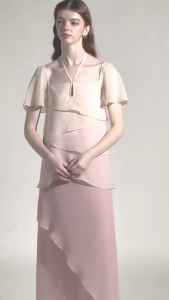 (a DAY on BAY) Bouquet Sheer Fade Dress • Powder Pink Camellia • ชุดเดรสไปงาน