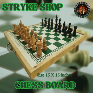Premium Folding Wooden Chessboard 15x15 inches - Elegant Family Game Set for Strategy Training Imported Laninite Wood