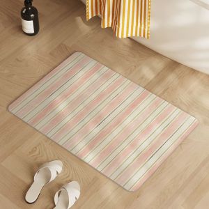 VIKAMA Striped Bath Mat Non-Slip Water Absorbent Cute Cat Line Pattern Rug For Bathroom Shower Entryway Bedroom Home Decor