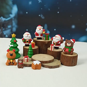 Christmas Resin Decor Mini Christmas Santa Claus Christmas Tree Snowman Ornaments Decor Xmas Gift