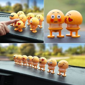 2PCS Car toy emoticon doll funny shaking head cute car interior smiling face doll car toy interior