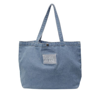 Túi Tote Đeo Vai Đơn Dung Tích Lớn Đồ Đi Làm Phong Cách Retro Túi Vải Denim Đơn Giản Thường Ngày Túi Vải Tote Dây Đơn