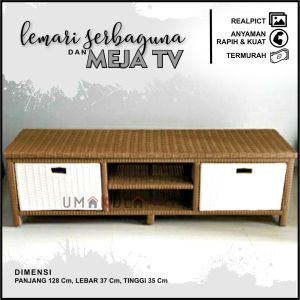 MEJA TV DAN 2 DVD / 2 LACI ROTTAN SINTETIS / LACI PENYIMPANAN BARANG / BOX SINTETIS SERBAGUNA TERBARU 2023