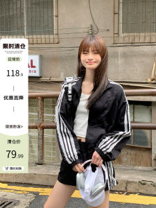 Quick Dry Sporty Casual Womens Black Stripe Jacket And Skirt Set Slimming Fashionable Two Piece Summer Outfit by Song Zhengen
