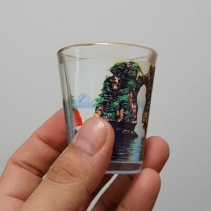 Ly uống rượu thủy tinh 50ml Shot Glass in lưu niệm tranh tranh vẽ danh lam thắng cảnh Việt Nam