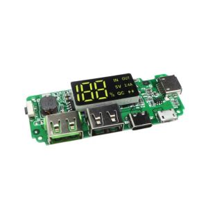 Mạch Sạc Pin 18650 Sạc Nhanh Kép USB QC 5V 2.4A Với Màn Hình LCD Kỹ Thuật Số Cổng Type-C Và Micro USB Dành Cho Module DIY Sạc Dự Phòng Di Động