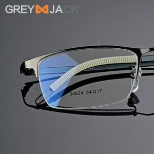 Grey Jack Frame Kacamata Model Kotak Half Rim Bahan Metal Fashion Bisnis Style Simple Pria Bisa Minus Antiradiasi Bluecromic New 34624