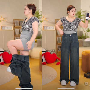 High Waist Wide Leg Denim Jeans Womens Fall New plus Size Loose Slimming Straight Leg Pants Comfortable Fit Blue Jeans