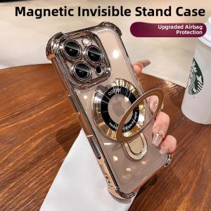 JIFANPAUL | Luxurious Transparent Magnetic Stand Case for iPhone 17 Pro Max with Built-in Lens Film and Silicone Full Protection