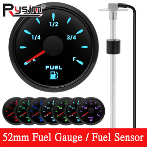7 Color Light 52mm Fuel Level Gauge+ 0-190 ohm Fuel Float Sensor 100~500mm Oil Tank Meter Indicator For Car Boat Marine RV Yacht