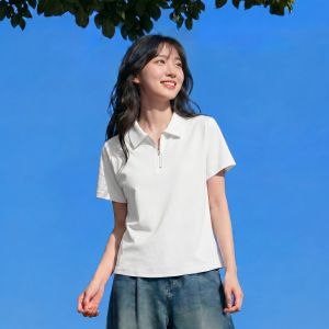 Jeanswest | Áo Polo Phong Cách Trường Học Form Ôm Màu Trắng