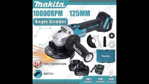 Makita Cordless Brushless Angle Grinder 10000RPM 125mm with Variable Speed & Heat Dissipation for Metal/Wood Cutting - Portable & Rechargeable