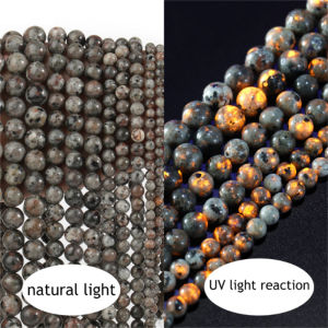 Natural Stone Round Flame Stone Beads Yooperlite Fire Sodalite Loose Spacer Beads for Jewelry Making DIY Bracelets Necklace 15