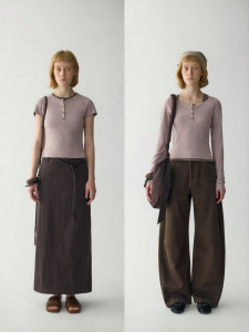 INSIS FEMME | Natural Henry Neck Cotton T-shirt