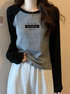 Double-Sided Cashmere Long Sleeve round Neck Shoulder Insertion Slim Fit Base Layer Shirt for Teenage Girls Spring Autumn