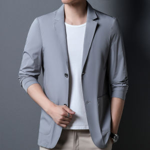 Áo Khoác Nam Mùa Hè Mỏng Bằng Lụa Băng Thường Ngày Siêu Mỏng Dài Tay Cổ Điển Màu Trơn Chất Liệu Nylon Phong Cách Công Sở