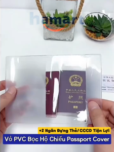 Vỏ Bọc Hộ Chiếu PVC Bao Passport Cover Trong Suốt Có Ngăn Đựng Thẻ Tiện Lợi