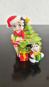 Ceramic decoration (Betty Boop in a Santa suit with a Christmas tree & her dog Pudgy)