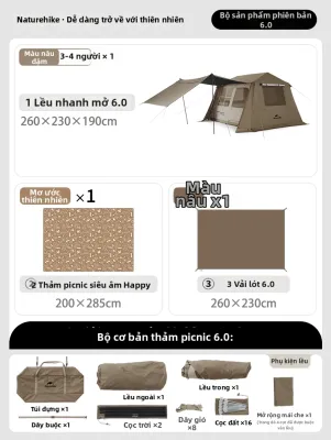 NatureHike | Lều Cắm Trại Nhanh có Mái Che Mưa 6.0