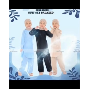 AYDA FASHION BUDAK SUIT PALAZZO CLOTHING BAJU Wanita Bahan Plain Como Crepe Potongan Longgar Asas Sesuai Semua Musim