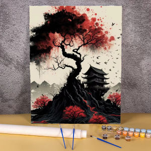 BILIBILI | 40x50cm DIY Painting By Numbers for Adults Japanese Mountain on Canvas Oil Picture By Numbers Figure Home Decor Unique Gift