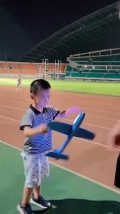 LYZRC Foam Airplane Hand Throwing Luminous Toy Outdoor Gliding Light Flying DIY Model Childrens Toy