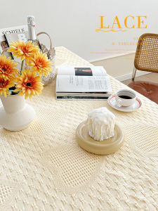 Guanyi Jia ผ้าปูโต๊ะในห้องนอนสไตล์นอร์ดิกสีครีม INS ผ้าปูโต๊ะกลมเนื้อสัมผัสดีสุดๆสำหรับโต๊ะน้ำชาผ้าปูโต๊ะของหวานผ้าปูโต๊ะยาว