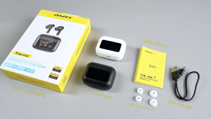 Awei T56 ANC ENC หูฟังตัดเสียงรบกวน35dB หูฟังบลูทูธหน้าจอสีขนาดใหญ่5.4บลูทูธพร้อมหูฟังการค้นหาวอลเปเปอร์เลือกพื้นที่เสียงลำโพงพร้อมไมโครโฟนเลือกหูฟังเอียบัดไร้สาย