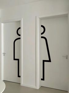 Large Size Bathroom Sign Stickers for Public Toilets Men Women Company Office Decorations Modern Minimalist Style PVC Wall Decals