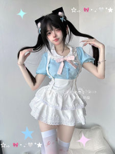 ชุดเสื้อเชิ้ตแขนพองฤดูร้อนและกระโปรงผูกโบว์ Miu System สำหรับสาวน้อยหวานๆ ของ Milk Bear And Milk Cat ชุดแฟชั่นสตรีทสไตล์เกาหลี