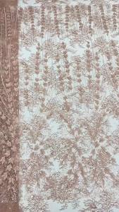 OLEVO | Luxury Elegant 5 Yards Small Floral African Heavy Beads Sequin Nigerian Gorgeous Sequins Mesh Lace Fabric For Wedding Dre AT3035
