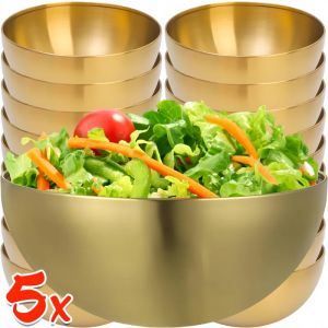 5 cái vàng bạc thép không gỉ bát đựng sa lát cơm súp lamian Bát ăn mì Bộ đồ ăn nhà bếp hộp đựng thức ăn Vòng chà nhám bát