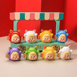 Mini Lucky Cat Fortune Figurine Cute Sanrio Kuromi Desk Decoration Colorful Kitten Figure Ornaments Toy Resin Feng Shui Counter Car Decor 招财猫摆件