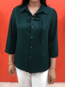 Áo Thun Cổ Polo Màu Trơn Cỡ Lớn Cho Nữ Dáng Rộng Tay Dài Chất Liệu Polyester Phong Cách Công Sở Mùa Hè 2024