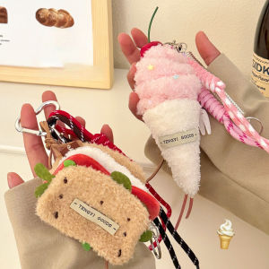 Korean Plush Dessert Burger Pendant Cute Cake Key Hanger Pendant Backpack Pendant