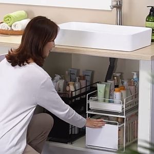 2 Tier Pullable Under Sink Organizer Rack: MultiFunctional Storage Basket for Space Savers