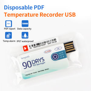 60/90 Days USB Temperature Data Logger Disposable Temp Datalogger PDF Report Temp Recorder for Cold-chain Transport Warehouse