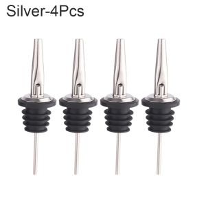 4Pcs Black/Rose Gold/Silver Liquor Pourers Stainless Steel Liquor Bottle Pourers for Alcohol Bar Accessories Pour Spouts