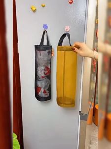 "kitchen garbage bag storage bag Hanging bag behind the door Wall-mounted removable storage bag 袋厨房垃圾袋收纳袋"