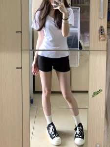 Black Suit Short Pants Women Summer Thin High Waist Hot Tight Elastic American Spicy Girls Outdoor Wear Casual Pants