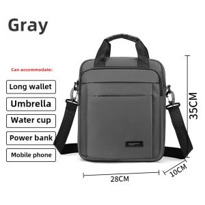 Mens Business Oxford Cloth Shoulder Bag Large Capacity Black Handbag Laptop Bag Casual Style Soft Handle Zipper Closure