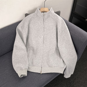 แจ็คเก็ตสปอร์ตคอตั้งสไตล์อเมริกันสำหรับผู้ชาย สไตล์ลำลอง ทรงหลวม สีสันสดใส แจ็คเก็ตแขนยาวทรงปกติ